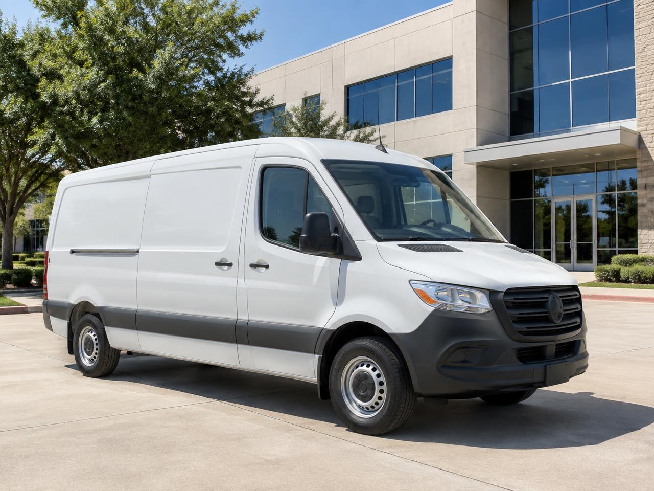 Vending Source service van at a DFW office building